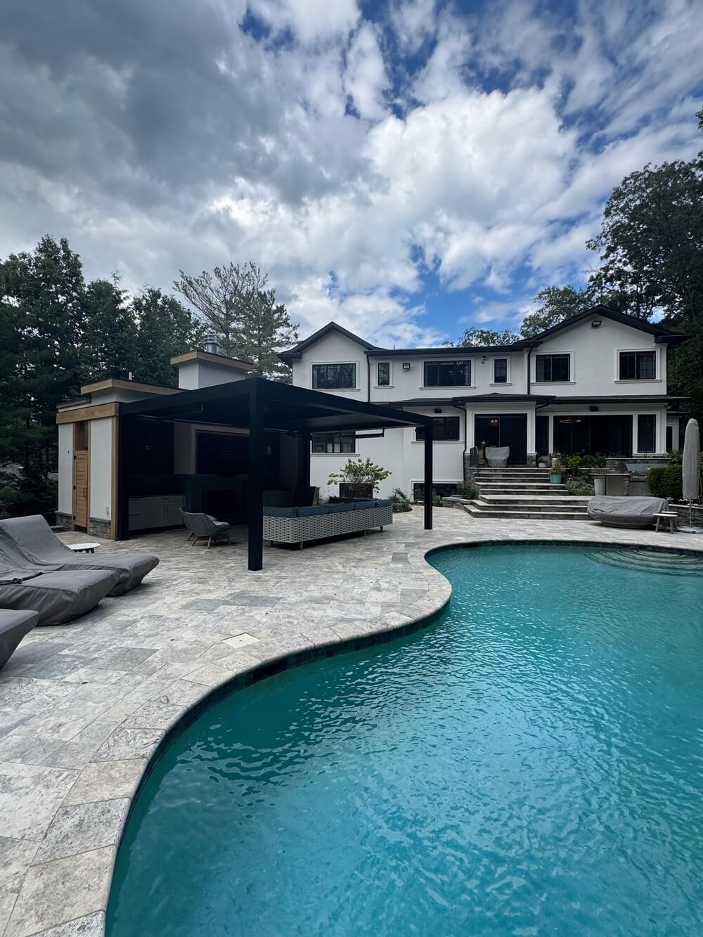 Elevated pool house outdoor resort tenafly nj