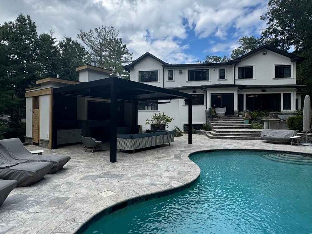 Elevated pool house outdoor resort tenafly nj