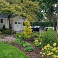 Landscape architecture side home view to street saddle river nj